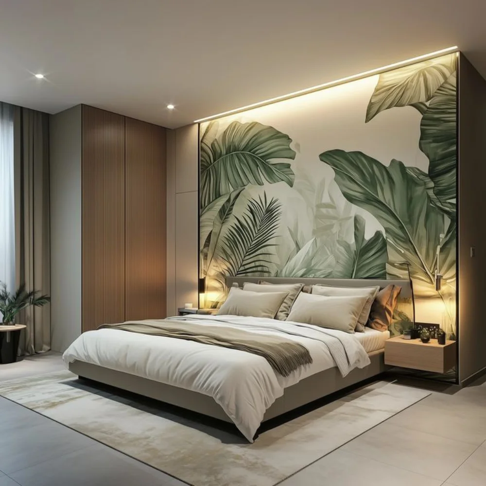 black wallpaper bedroom